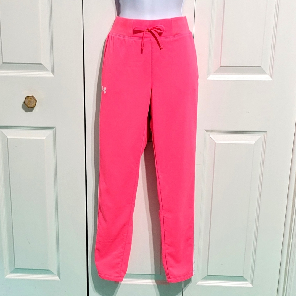 Under Armour Loose Sweat Pants Track Pants Excercise Hot Neon Pink Youth…